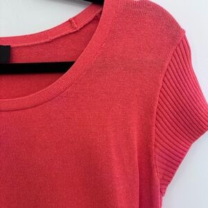 Bright Coral Short Sleeve Knit Top